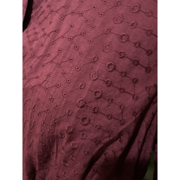 Lane Bryant Short Sleeve Embroidered Eyelet Burgundy Babydoll Top Plus Size 16 - Picture 8 of 12